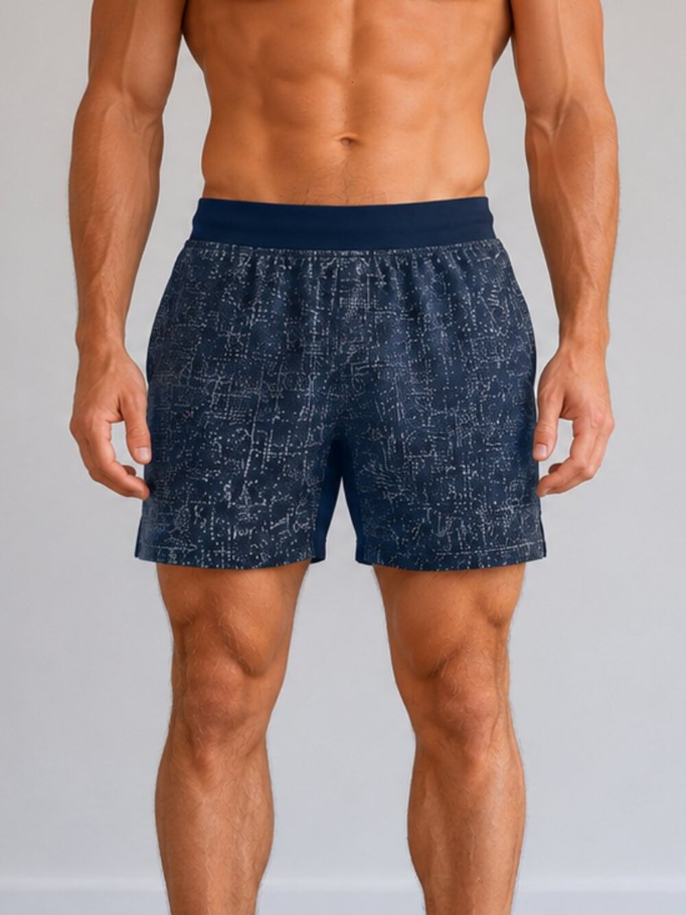 Lululemon Men’s 7" Navy Abstract Print Shorts - Size Medium